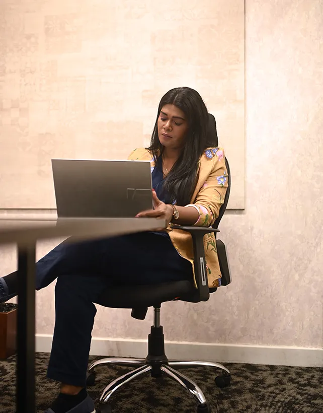 Rachel J Amirtharaj Working In
The Atelier.
